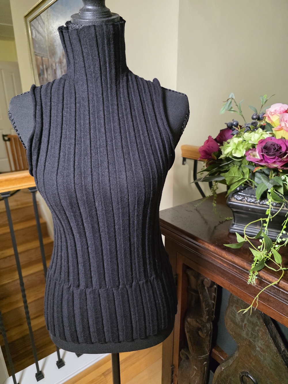 J. Crew Black Ribbed Sleeveless Turtleneck Sweater Size L